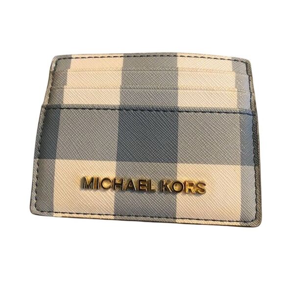 Michael Kors Accessories - Michael Kors Unisex Checkered Card Holder Multicolor Leather Wallet